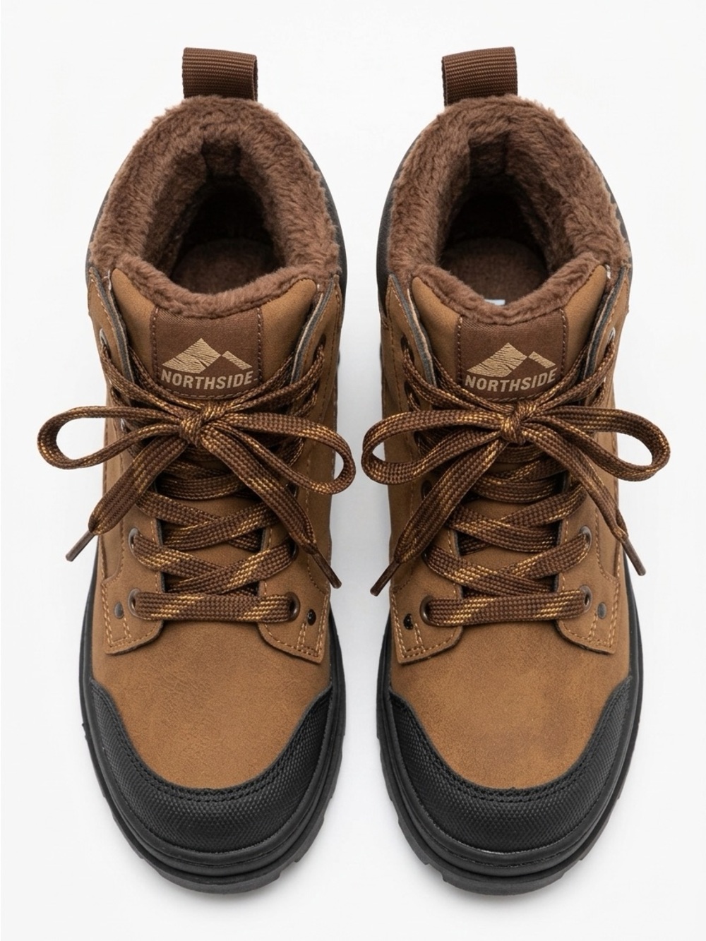 Toddler Brown H&M Winter Lace-Up Boots with Side Zipper 7.5